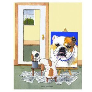 Jim Tweedys Friendly Doggies Open Edition Art Print SELF-PORTRAIT-BULLDOG Sealed